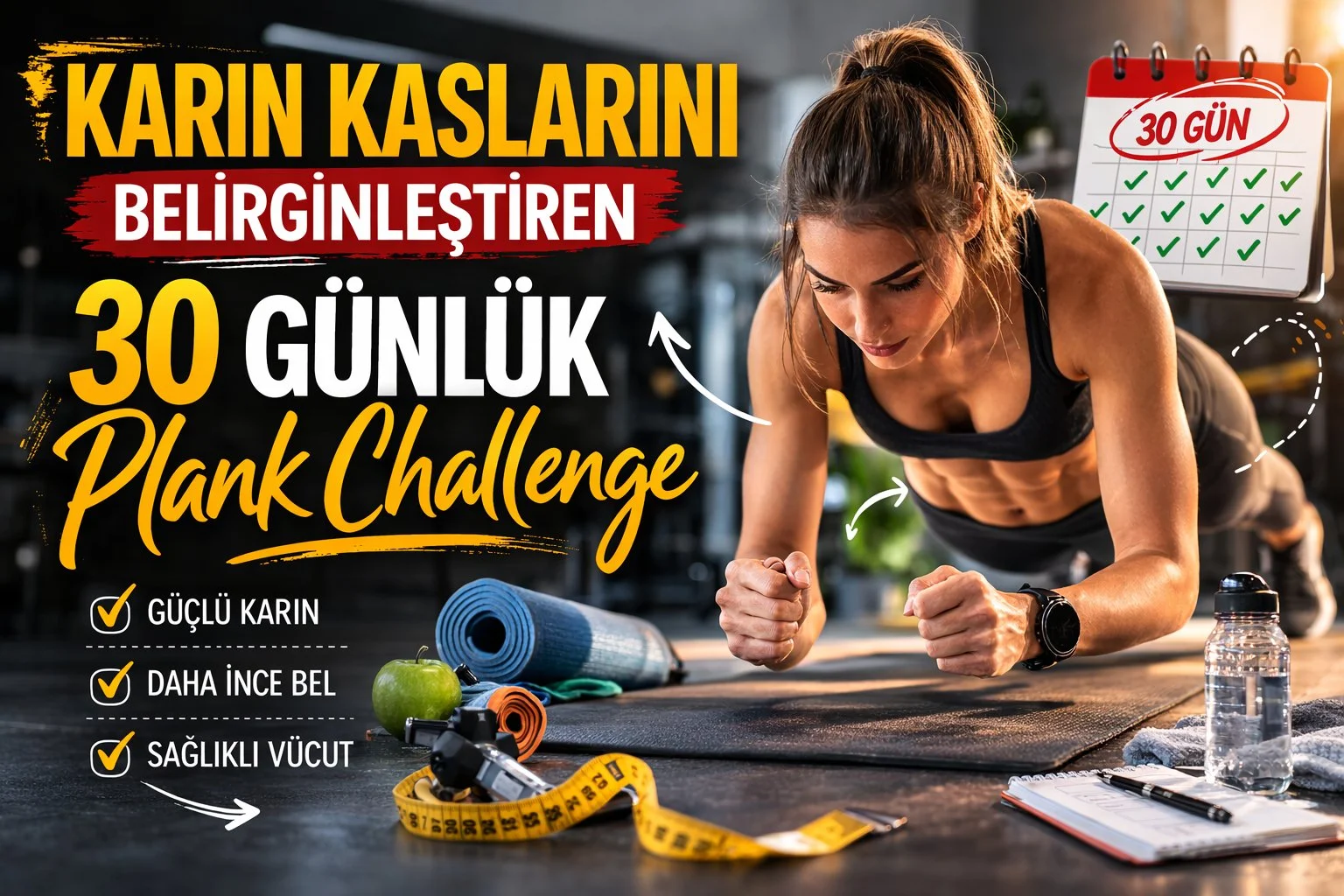 Karın Kaslarını Belirginleştiren 30 Günlük Plank Challenge
